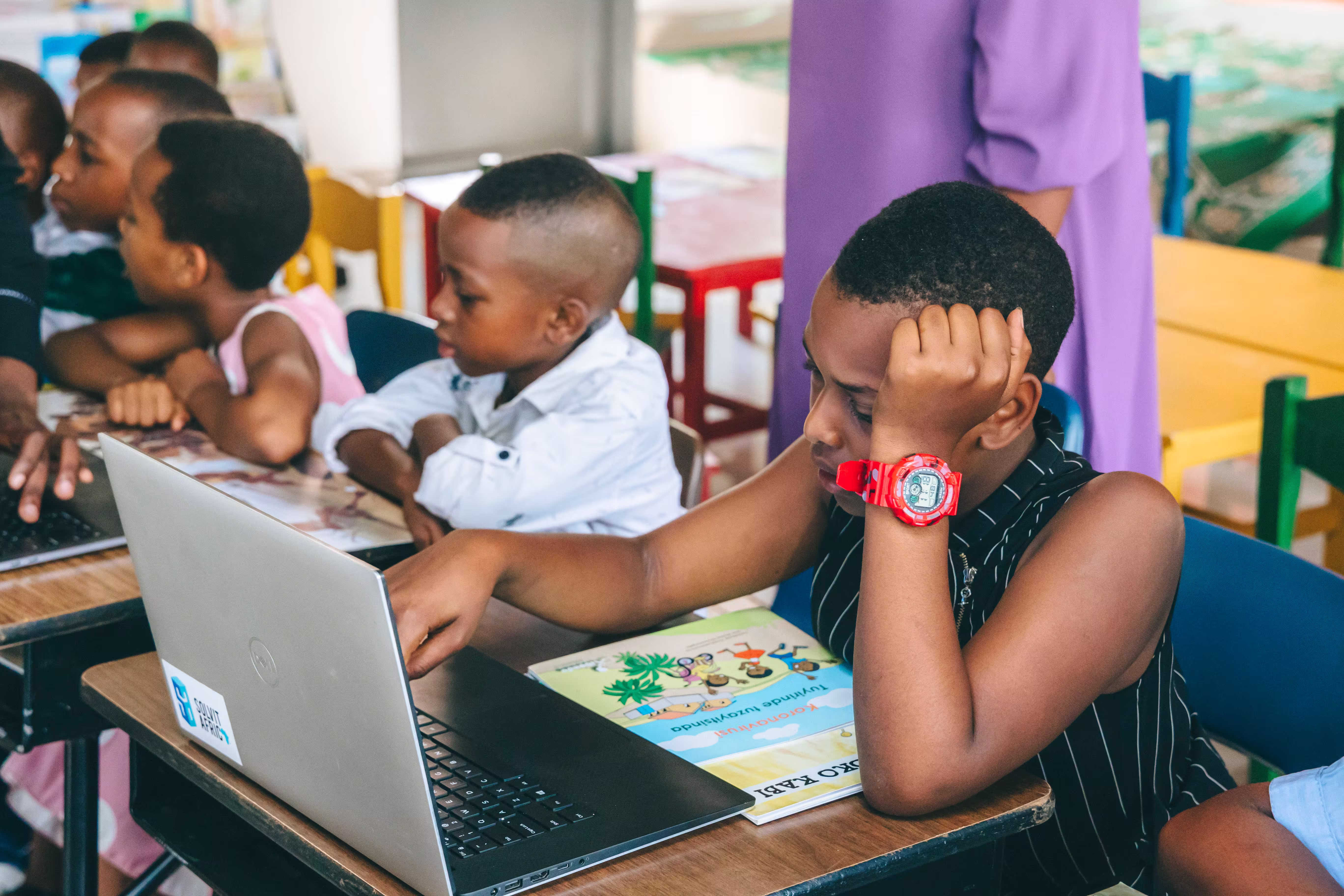 Kids Learning to Navigate SomaBox interface